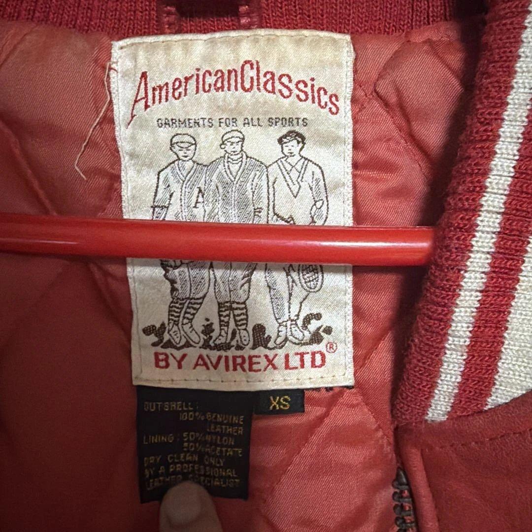 AVIREX レザージャケット XS レッド　赤 牛革
