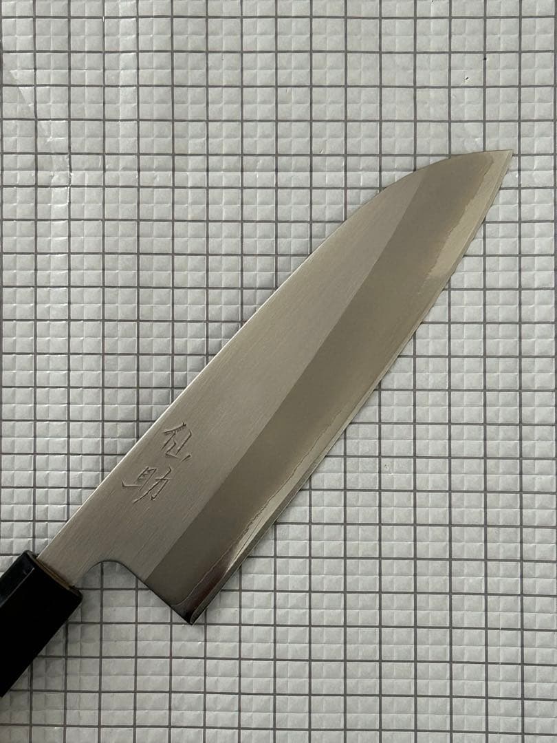 仙助 包丁 三徳 三徳包丁 安来鋼白紙一号割込 水牛八角柄 165mm ③