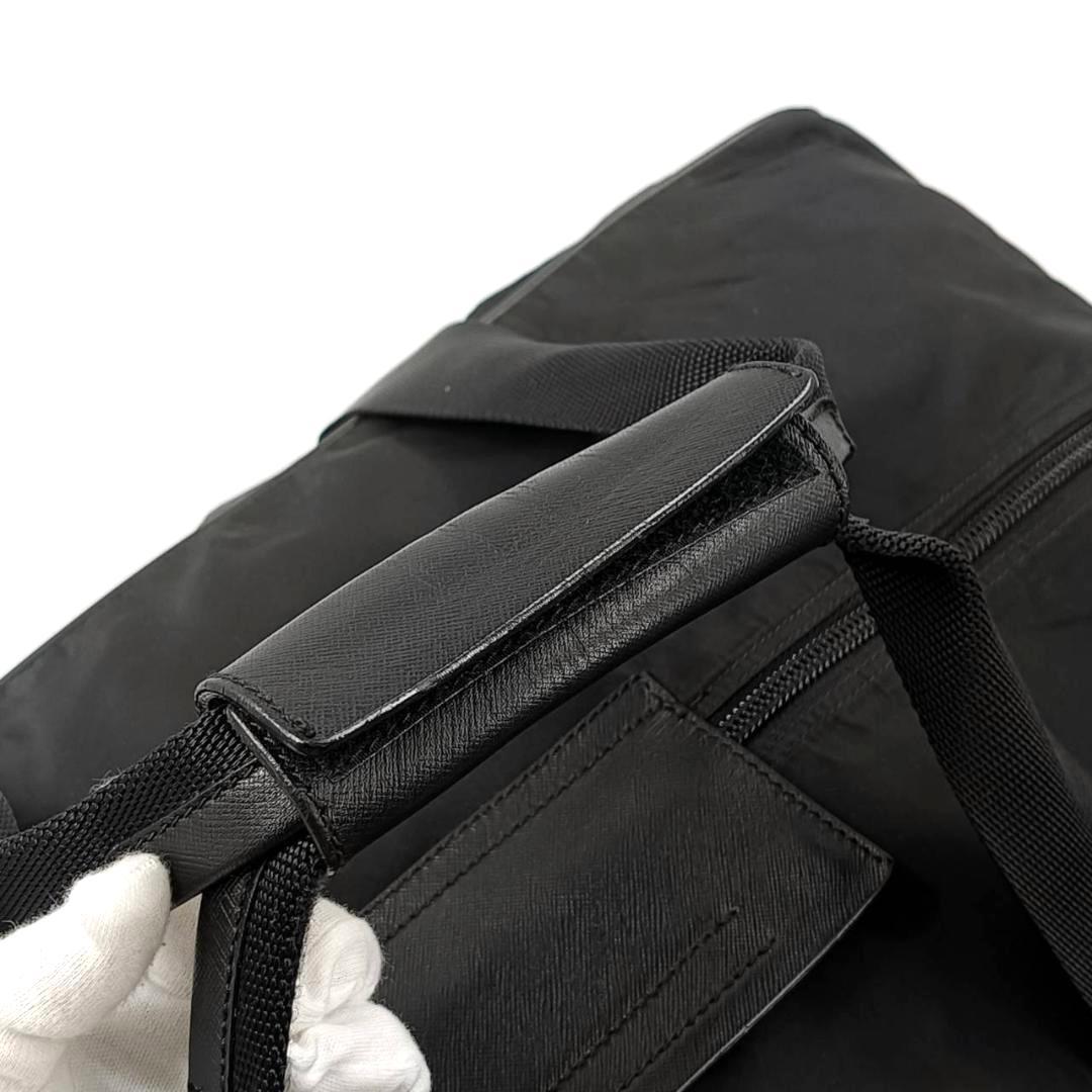 希少✨プラダ 南京錠鍵付き　2way ボストンバッグ 三角ロゴ ナイロン 革 黒