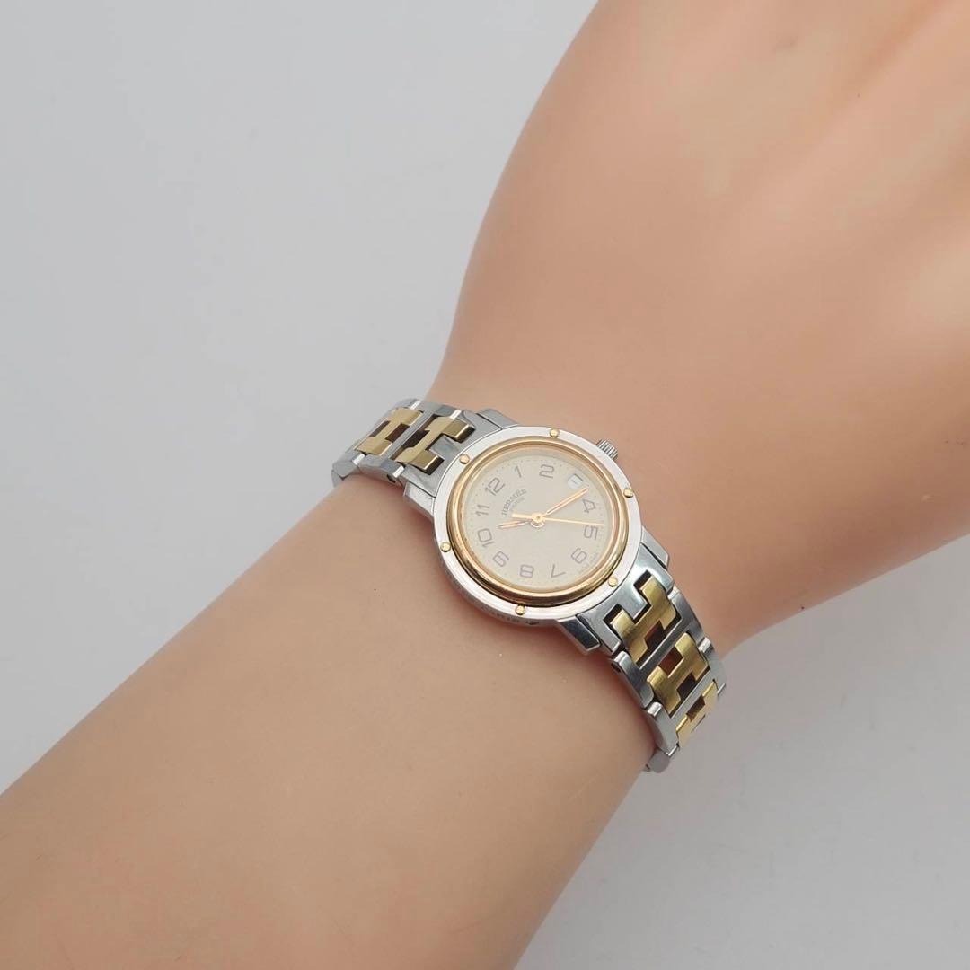 エルメス　クリッパー　コンビ　レディース　デイト　Hベルト　3針　クォーツ