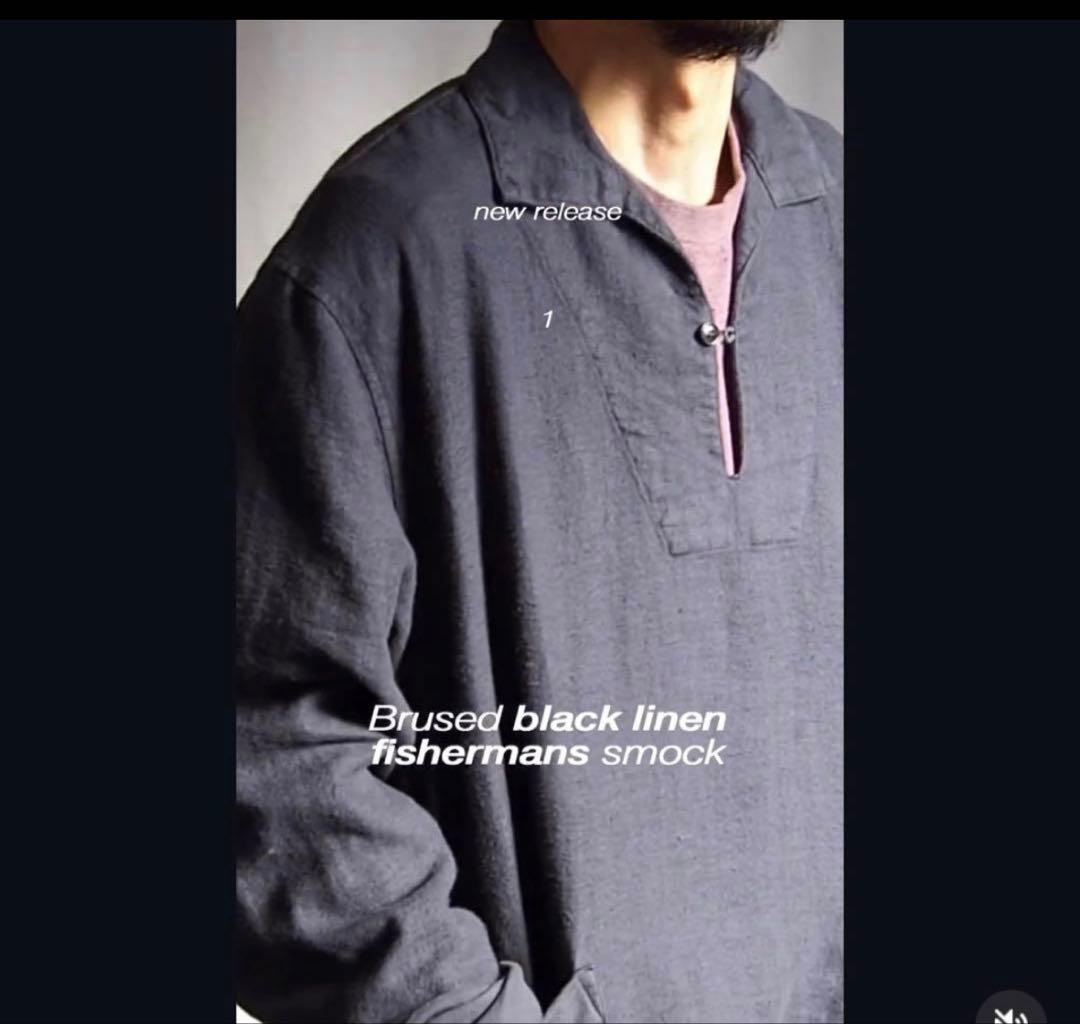 オ*シ様 CONFECT起毛ブラックリネン フィッシャーマン スモックシャツ
