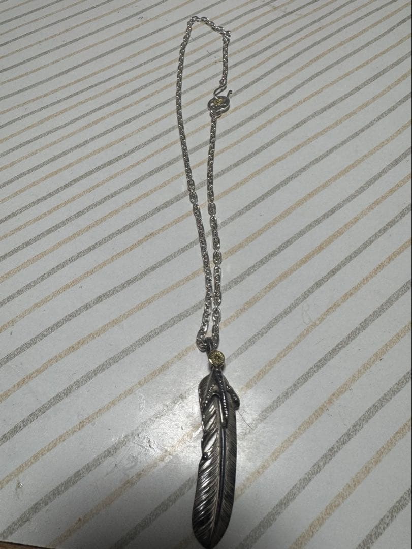 ウイングロック 金メタル 爪付 特大フェザー　チェーンセット　k18 sv925