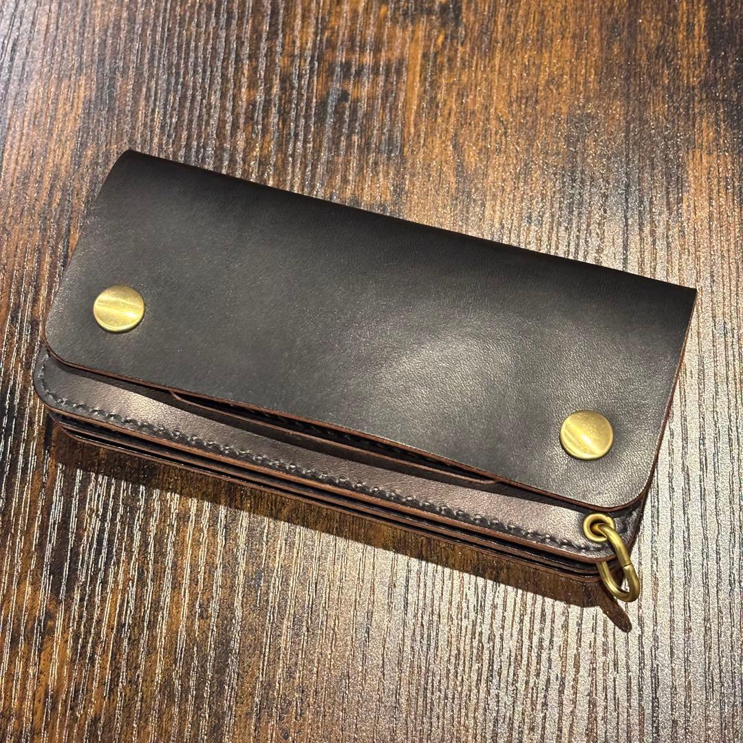 栃木レザー　トラッカーウォレット　茶芯ブラック
