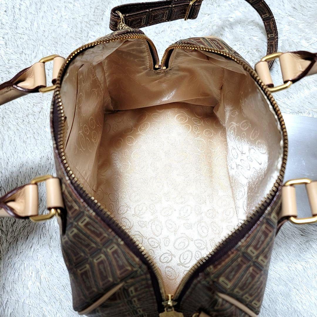 極美品 Q-POT チョコレート 2way ショルダーバッグ ハンドバッグ