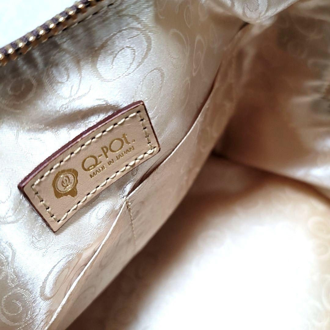 極美品 Q-POT チョコレート 2way ショルダーバッグ ハンドバッグ