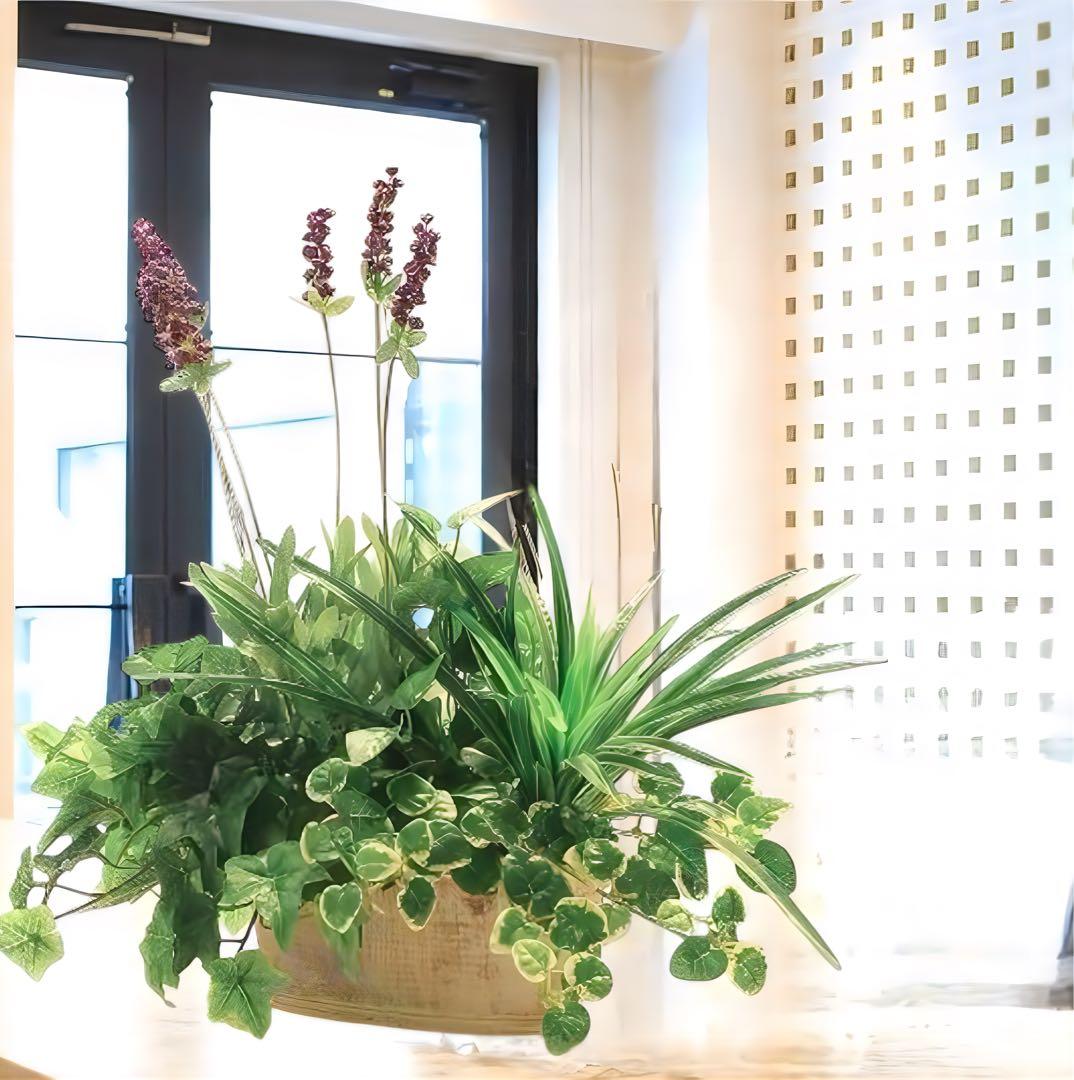 光触媒　人工観葉植物　ウォールグリーン　フェイクグリーン　寄せ植えラベンダー