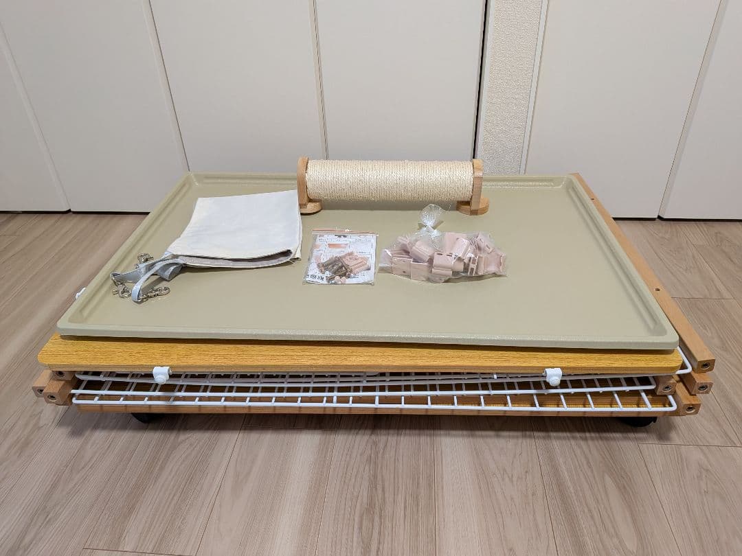 キャットケージ 木製フレーム 猫壱つめとぎポール付