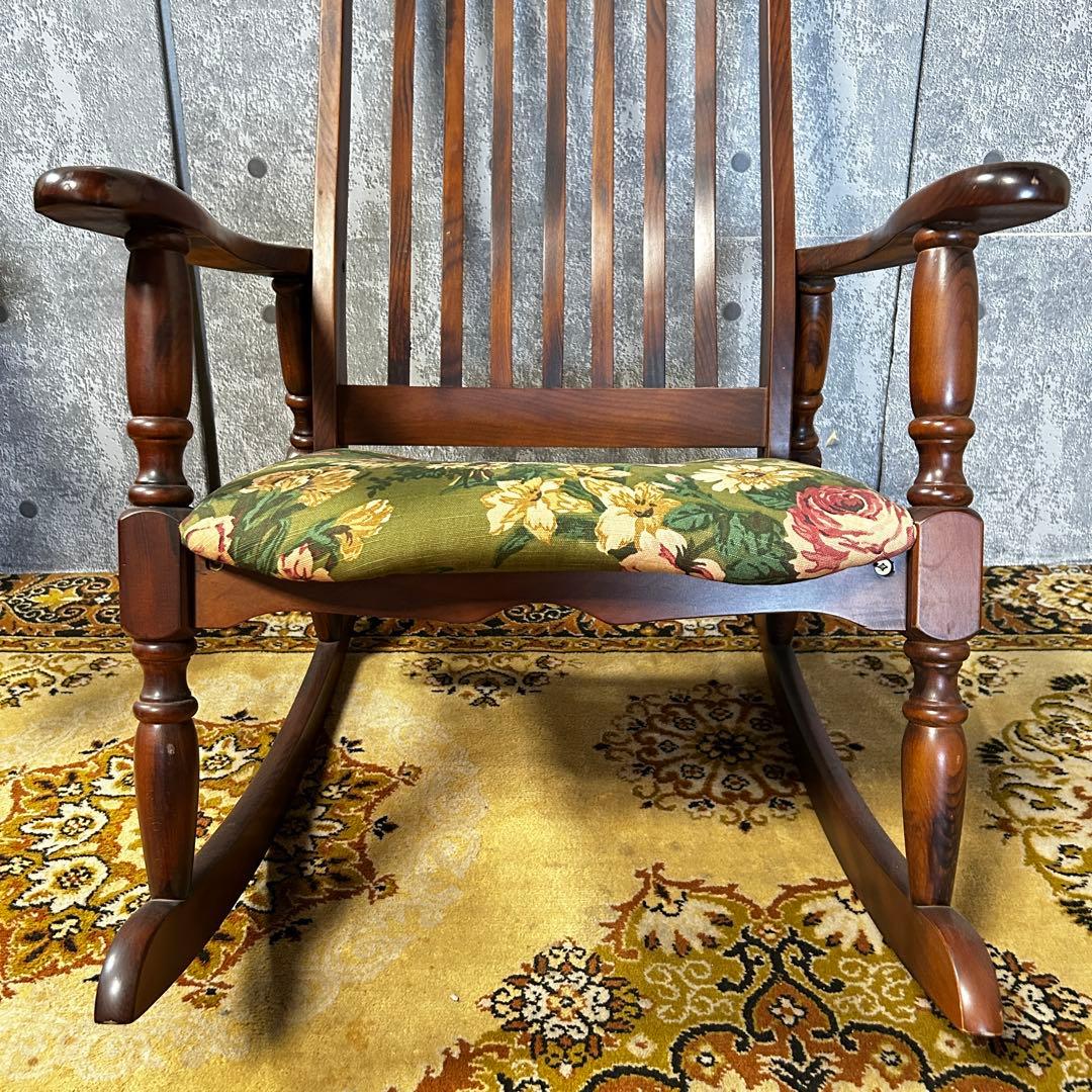꧁レトロ家具꧂花柄ロッキングチェア 揺れ 揺り 椅子 いす イス チェア