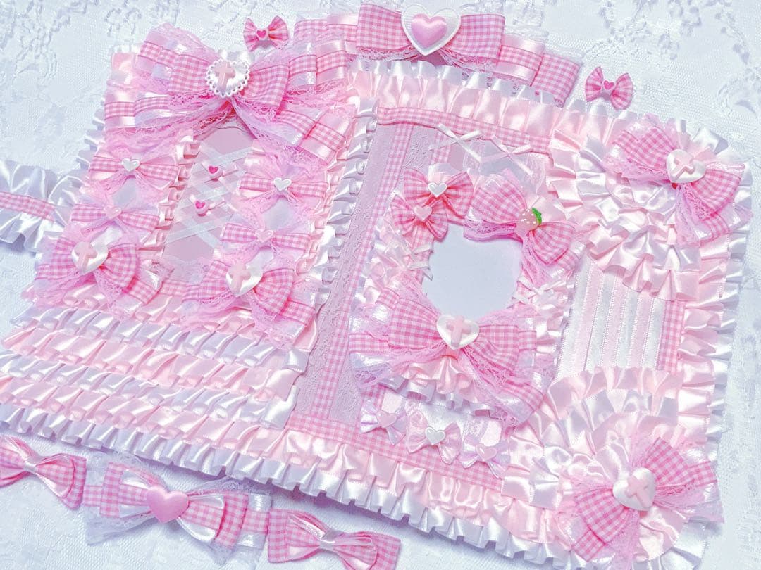 A5 マカロンバインダーデコ レースデコ 平成女児 量産型 ピンク リボン