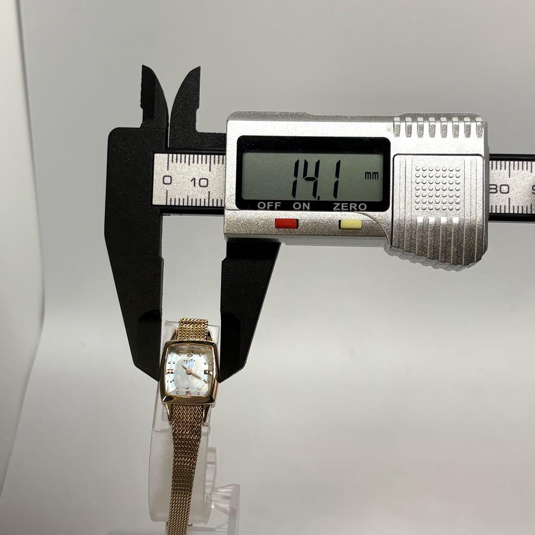 【稼働/新品電池】agete 18KGP クォーツ シェル MOP 0.02ct