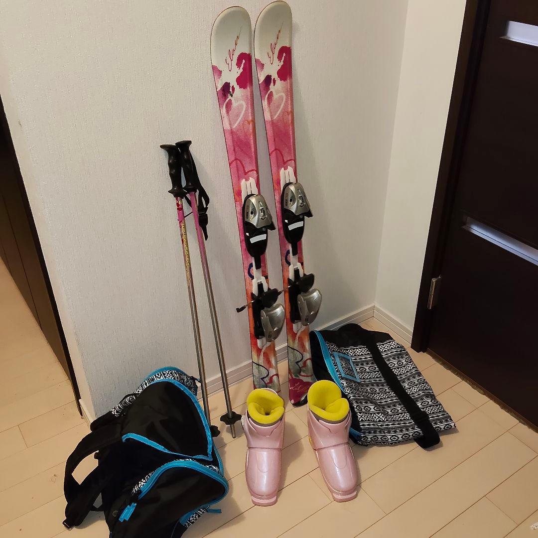 【送料込み】子ども用スキーセット　110cm　ピンク　ビンディング　ケース付