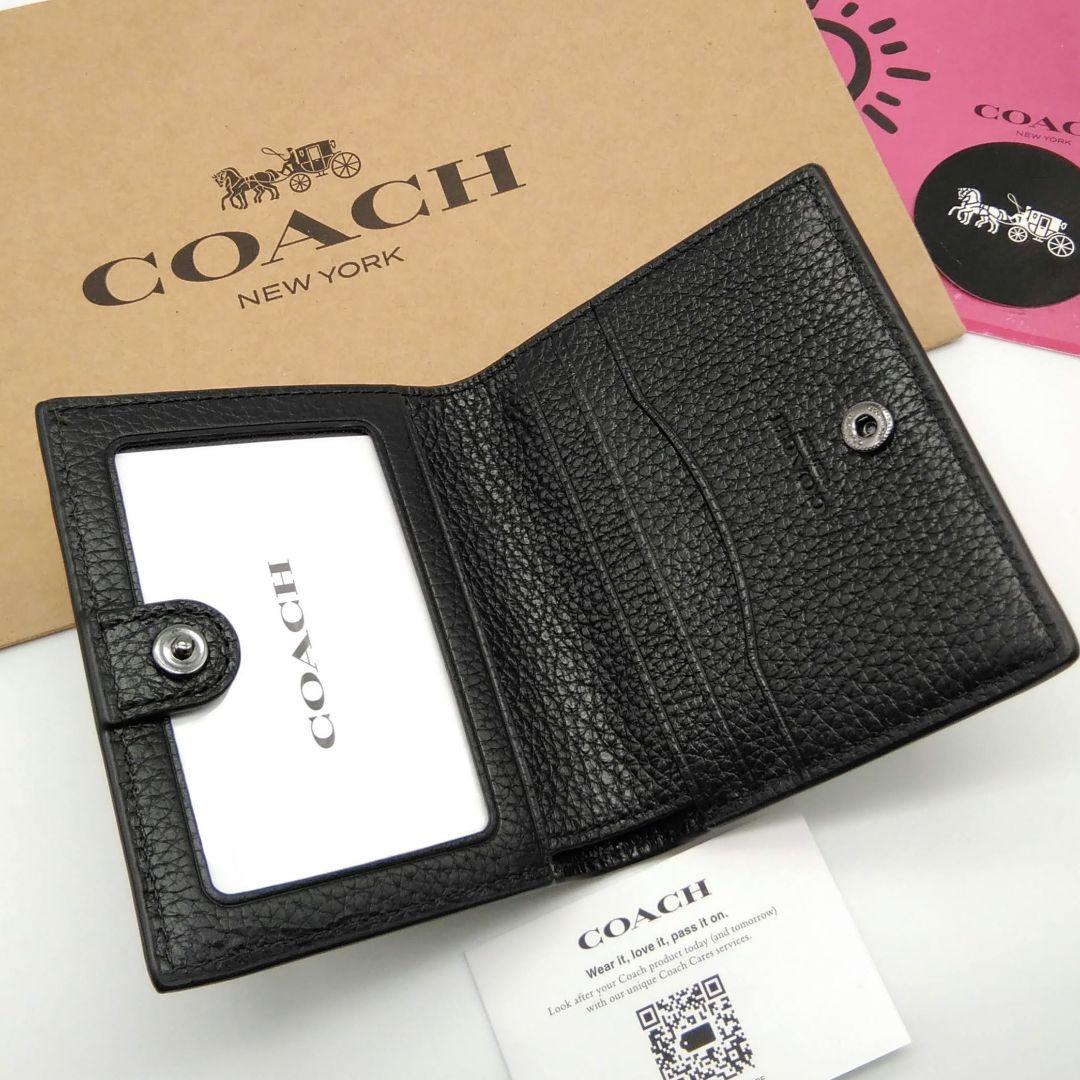 新品　COACH　折り財布　ミニ財布　ブラック　メンズ　人気の小銭入れ付き
