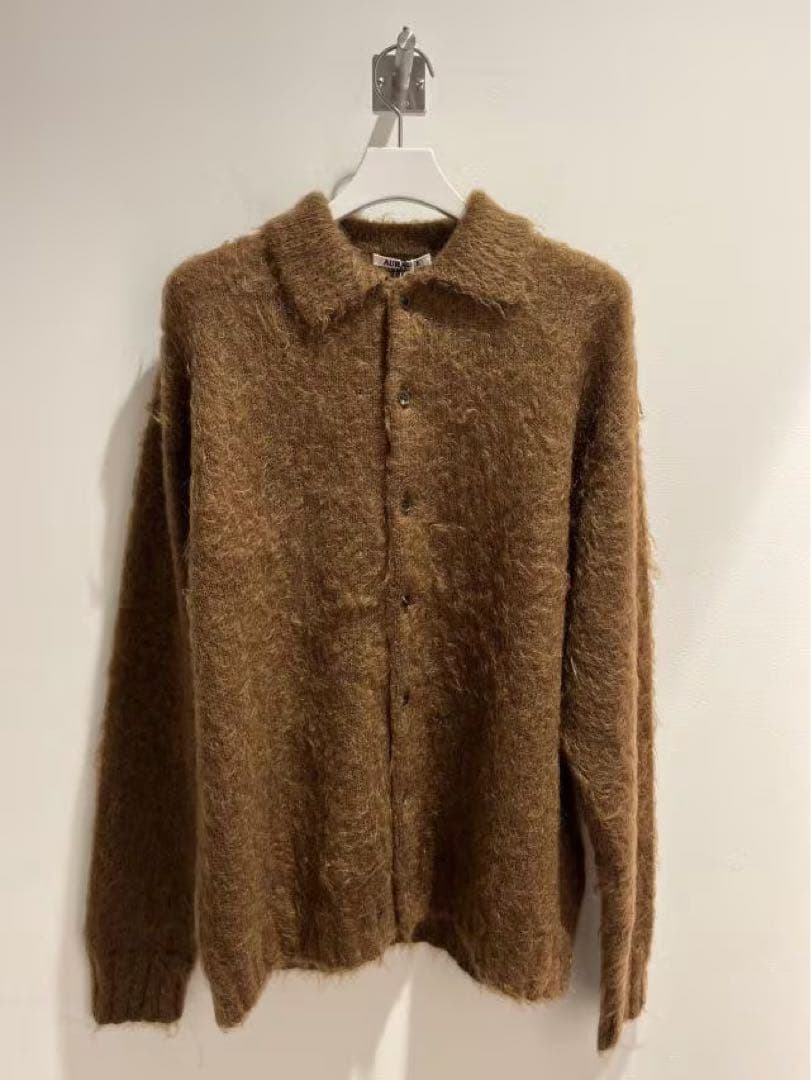 トップス AURALEE BRUSHED MOHAIR CARDIGAN w/COLLAR