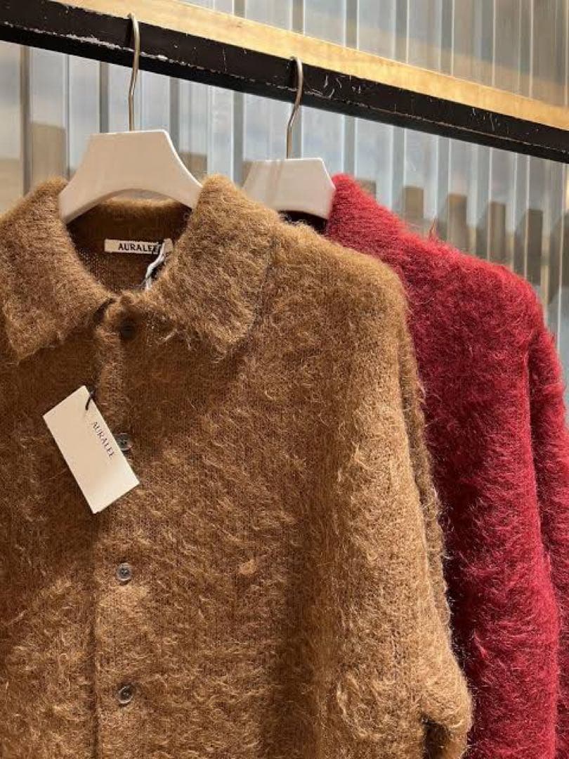 トップス AURALEE BRUSHED MOHAIR CARDIGAN w/COLLAR