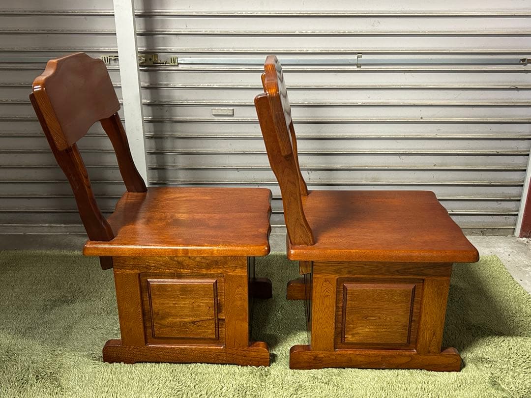 ☆GA216【中古品】 ケヤキの チェア 2点セット 　欅 伝統工芸 石橋武士作