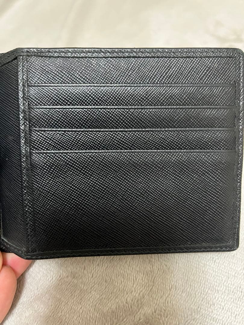 ブラックレザー マネークリップ 二つ折り