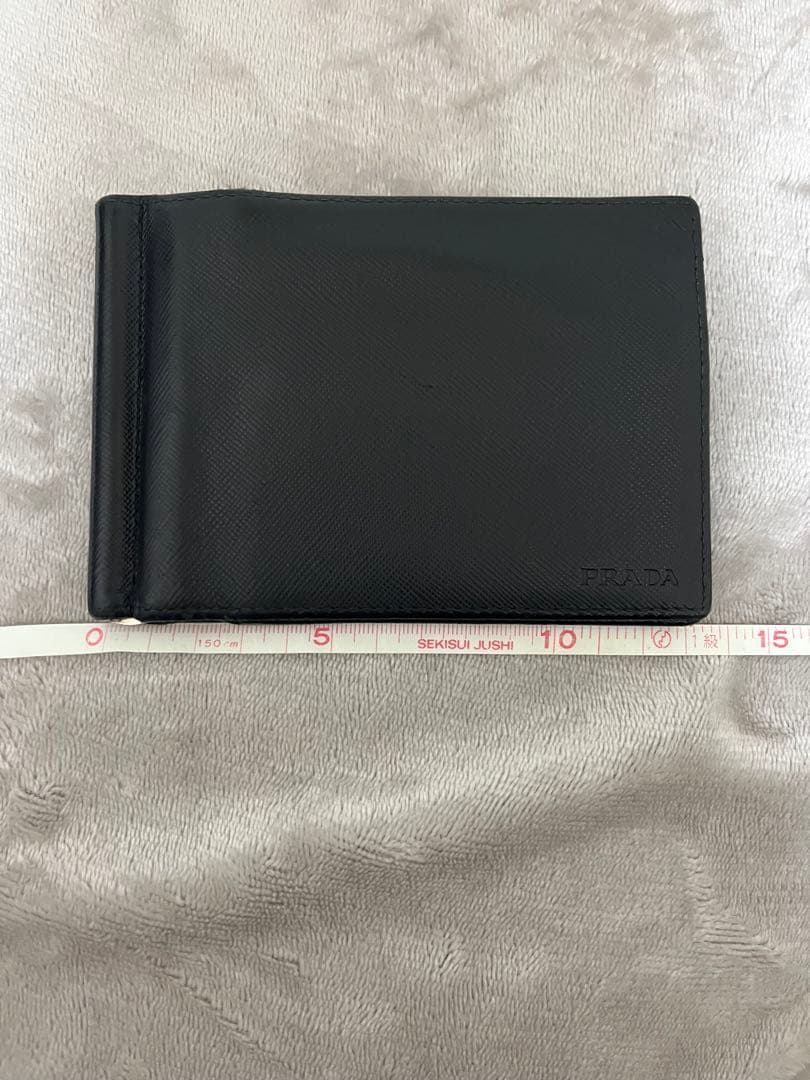 ブラックレザー マネークリップ 二つ折り