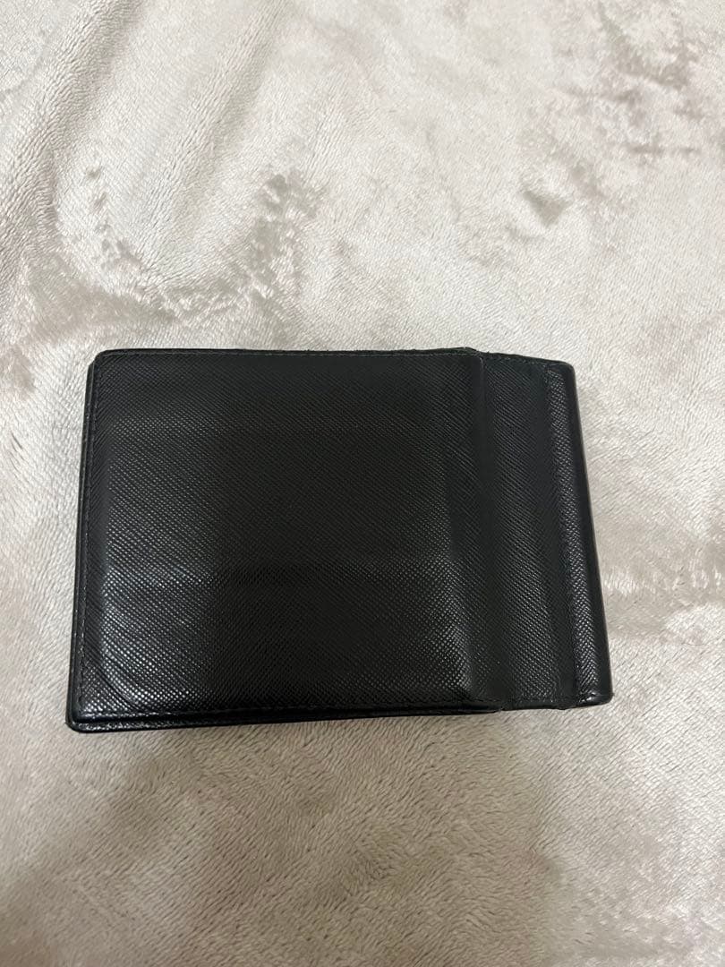 ブラックレザー マネークリップ 二つ折り