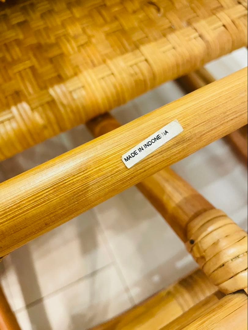 昭和レトロ ラタンリクライニングチェア オットマン付き 籐家具 1人掛けソファー