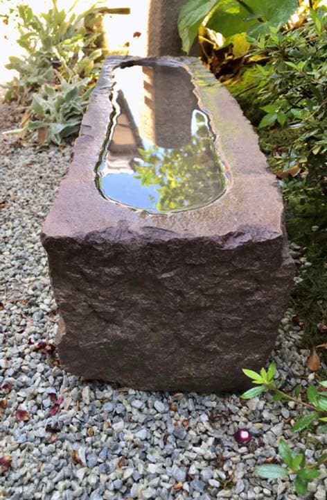 【天然自然石四方角水鉢・舟型石・蹲】造園水石飾り石ガーデニングバードバス箱庭