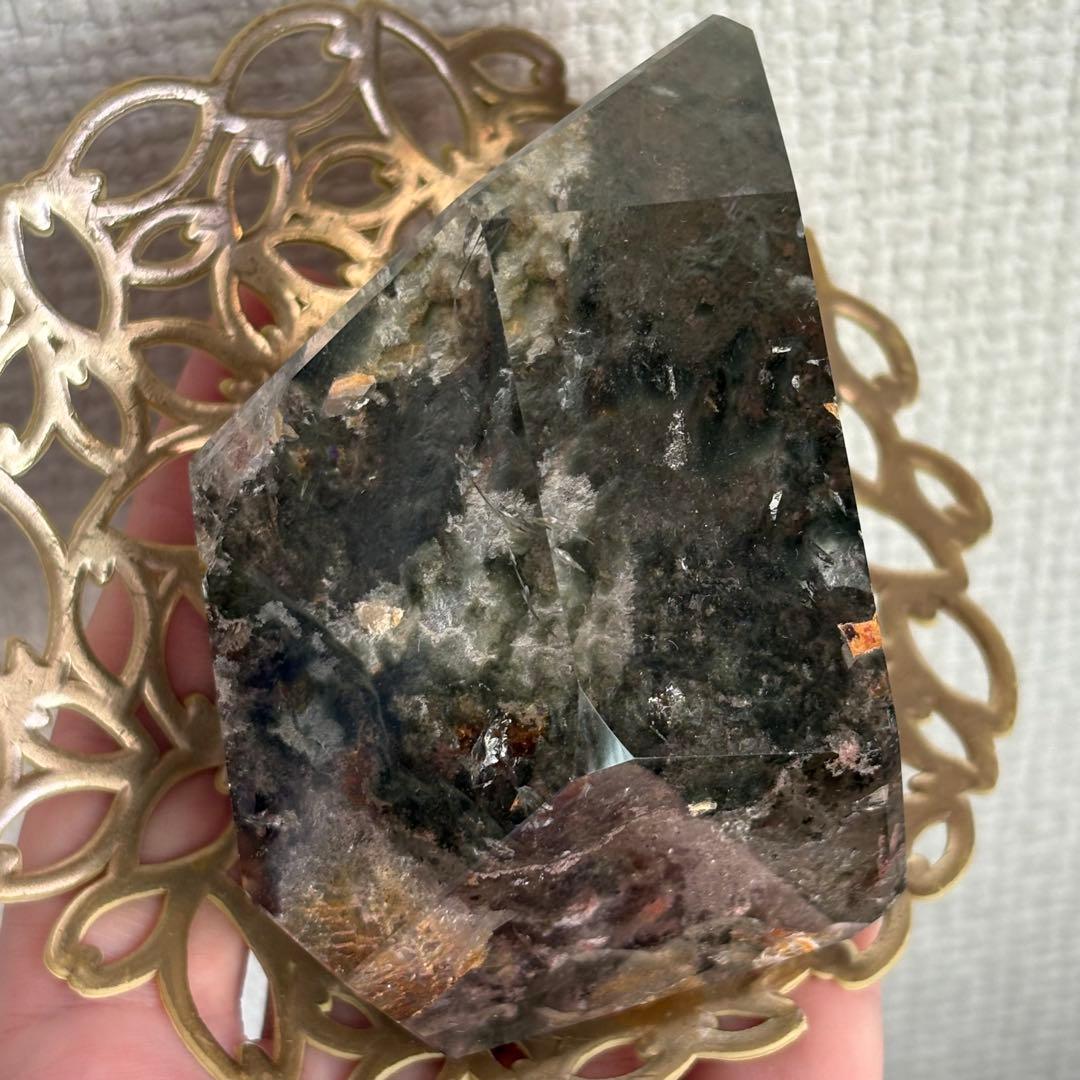 天然石 グリーン四季ガーデンクォーツ フリーフォーム置物285g