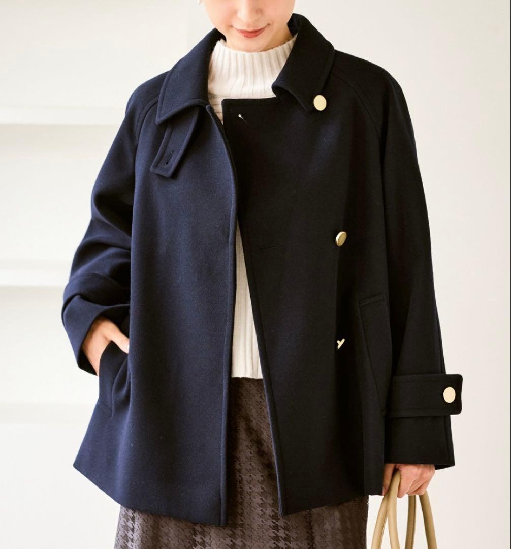 ROPE' PICNIC ジャージーメルトンシリーズ 金ボタンミドル丈コート