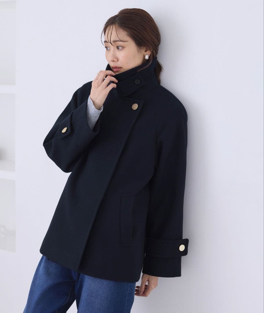ROPE' PICNIC ジャージーメルトンシリーズ 金ボタンミドル丈コート
