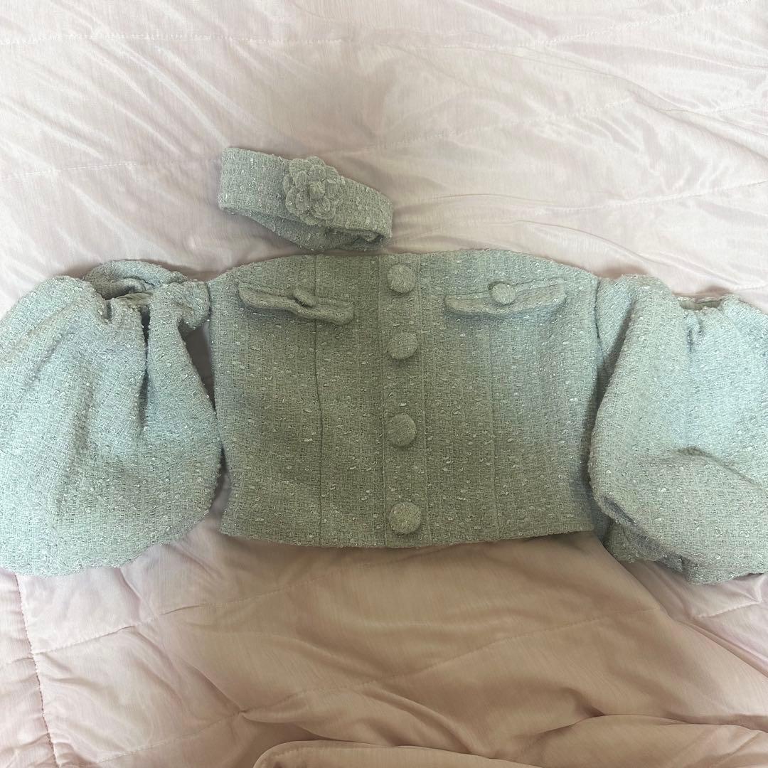 Darich ダーリッチ ホルダーネックオフショルツイードトップス