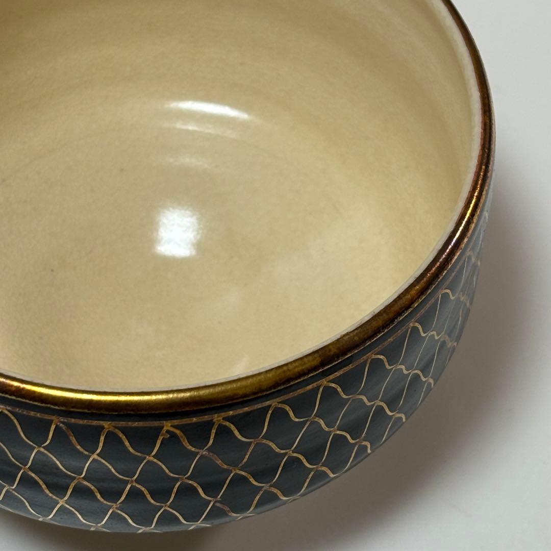 九谷焼　昭月作　金彩　茶碗　茶道具