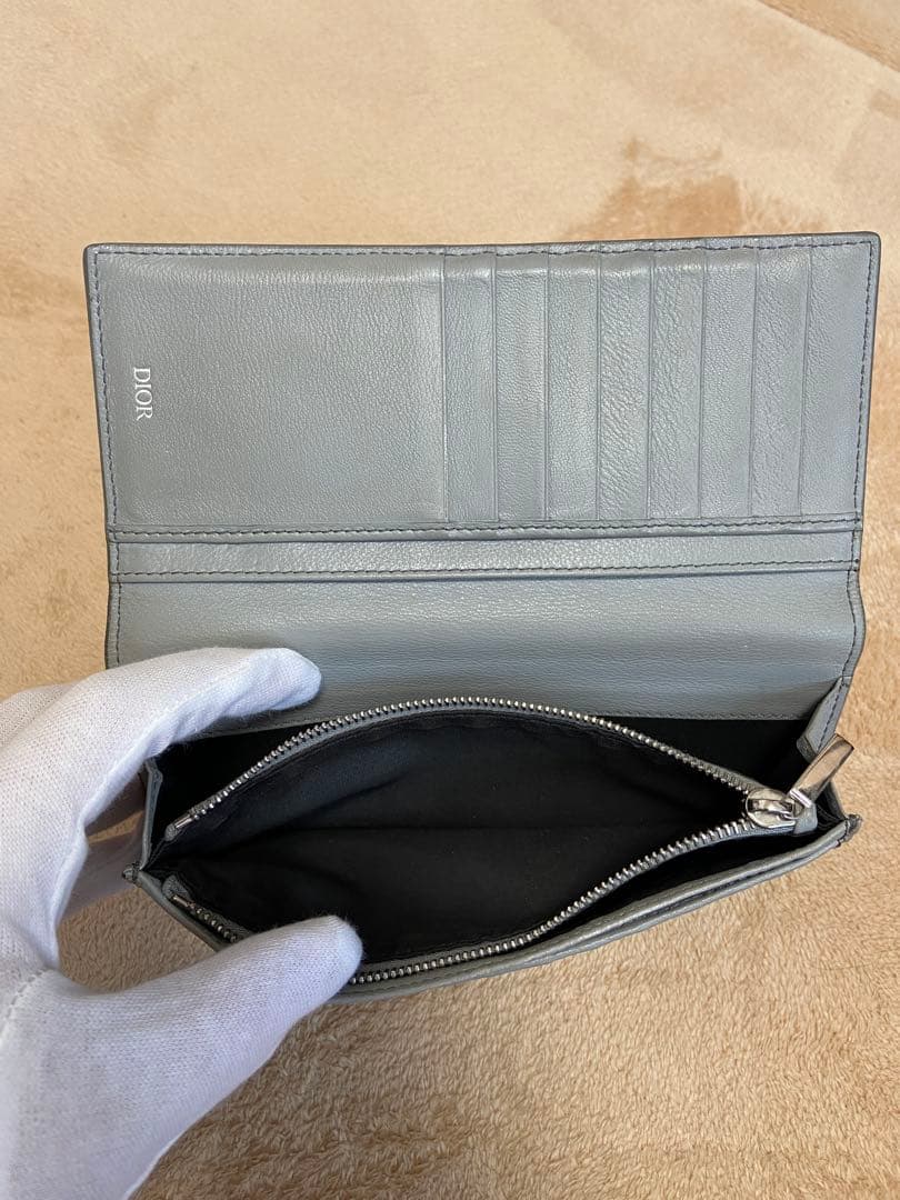 Dior ディオール　グレー 長財布 レザー