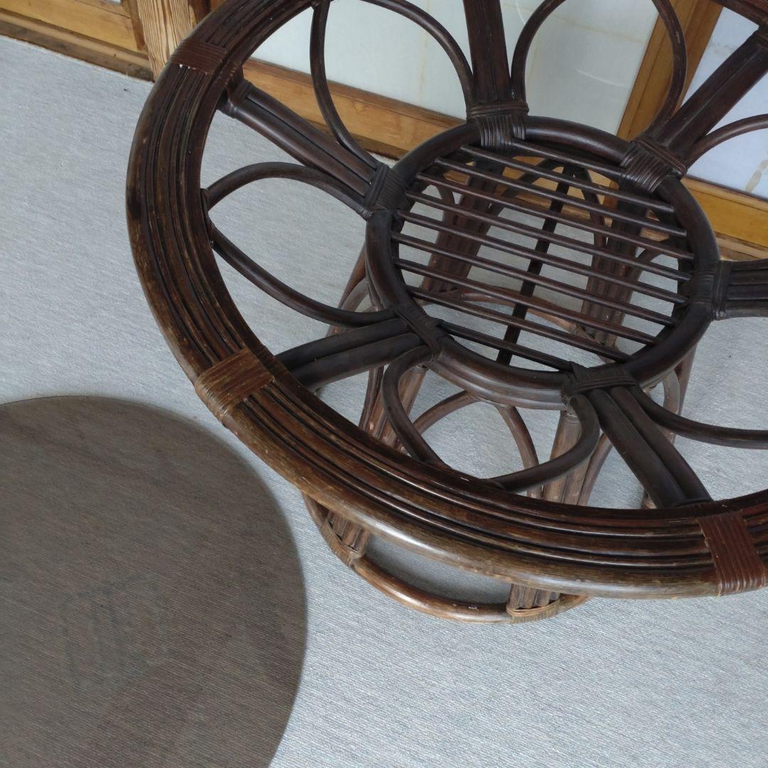 ラタンテーブル　ガーデンテーブル　机 ガラステーブル