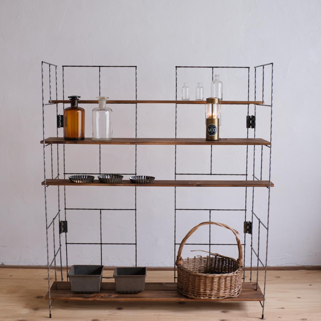 無骨なアイアン＆ウッド飾り棚B　イベント什器　看板　ガーデン　シェルフ