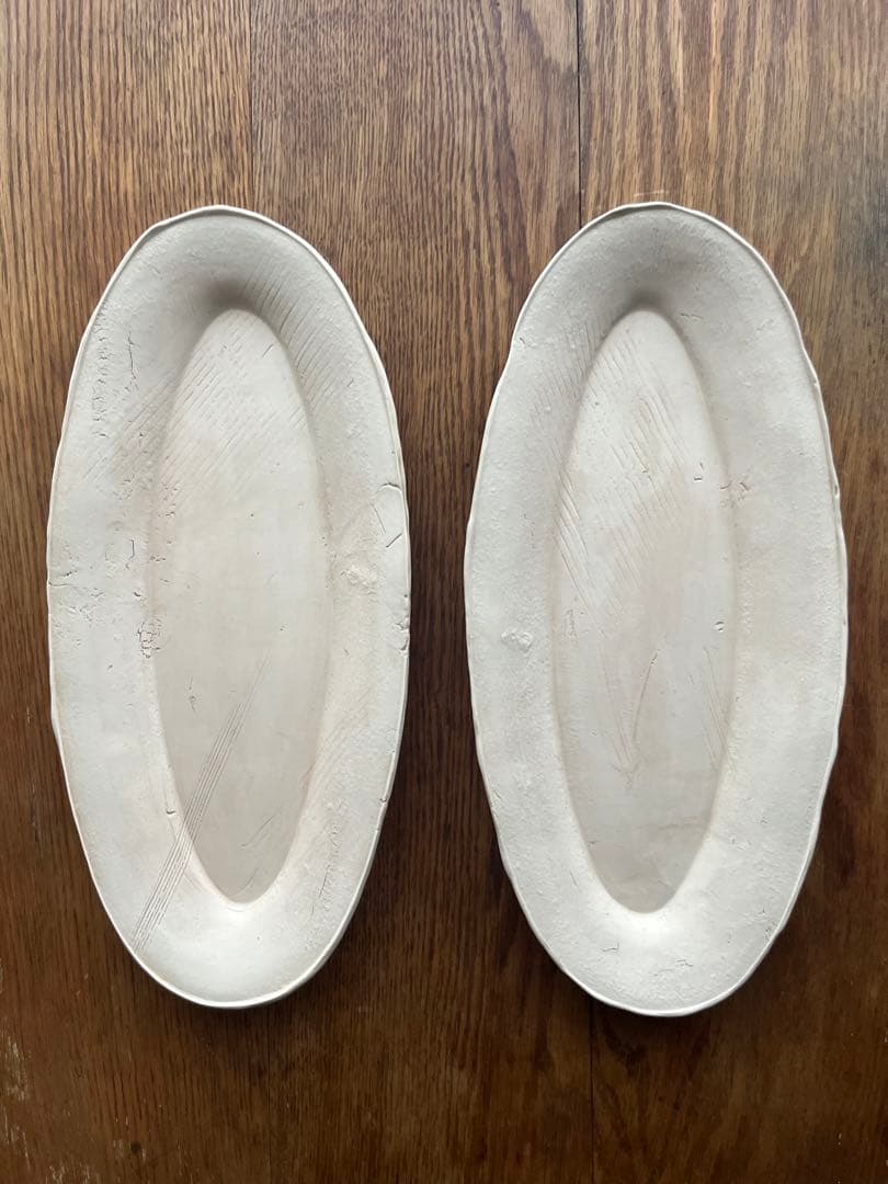 新品未使用 オノエコウタさん白い陶器オーバル皿 大2枚セット