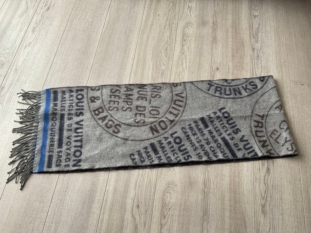 LOUIS VUITTON ロゴマフラー グレー/ブルー