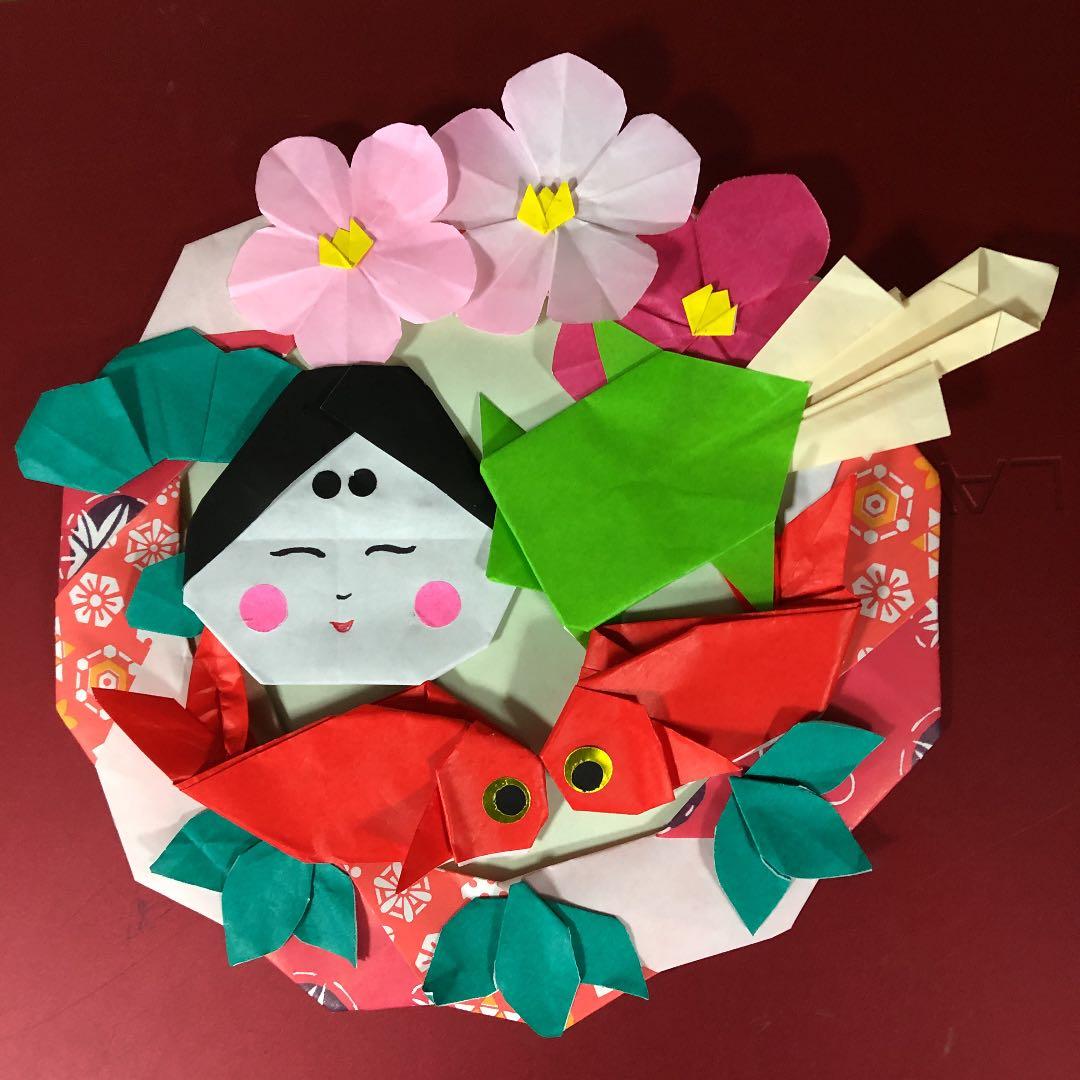 お正月リース　折り紙　お福
