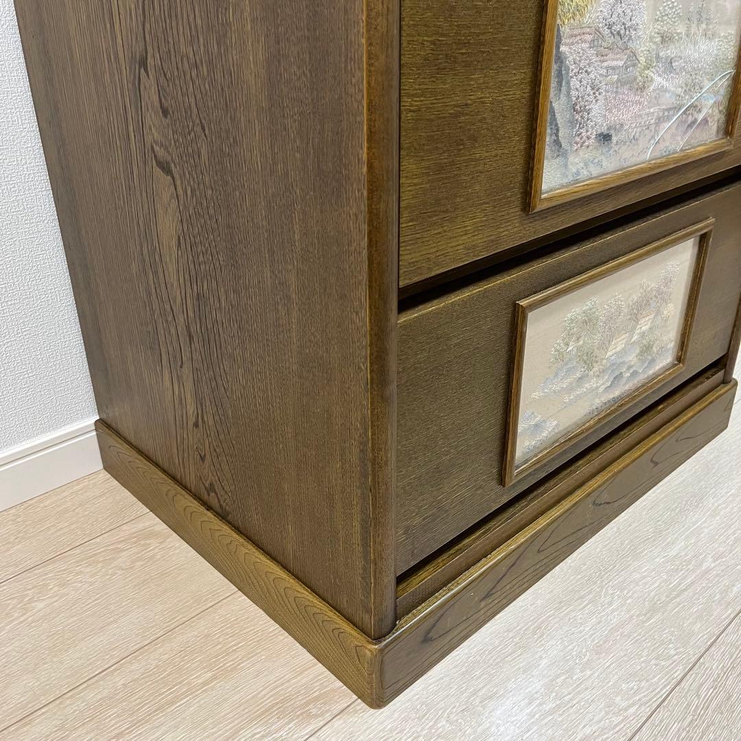 (こ50)戸塚刺繍 風景画 木製多段チェスト 洋箪笥