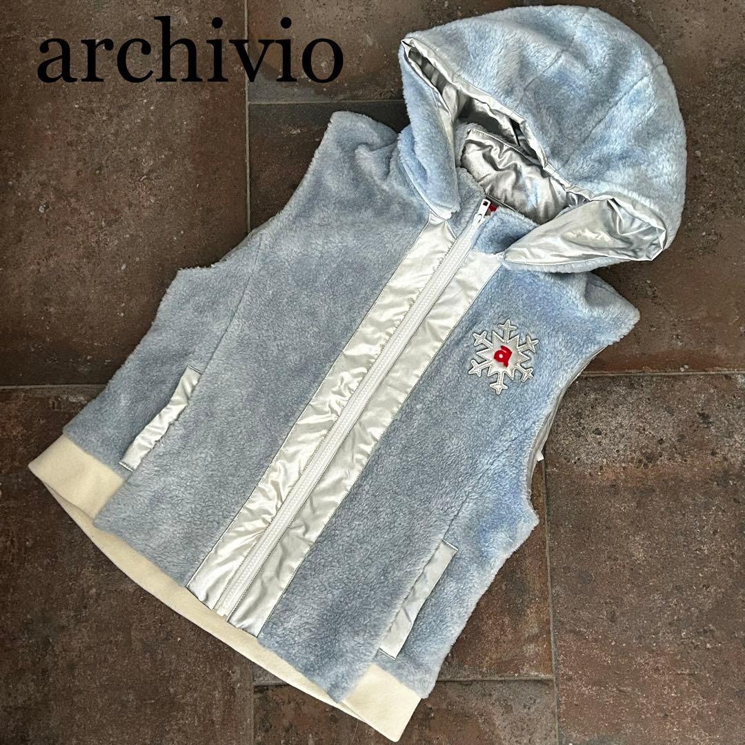 archivio 2WAY 中綿 ボア ジップ ノースリーブ パーカ ベスト