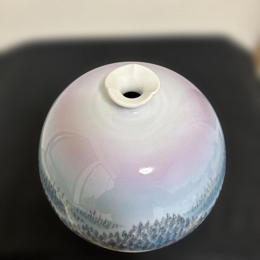 藤井朱明 壺 飾り壺 花器 日展人気作家 朝日花瓶 有田焼 人間国宝 木箱付き