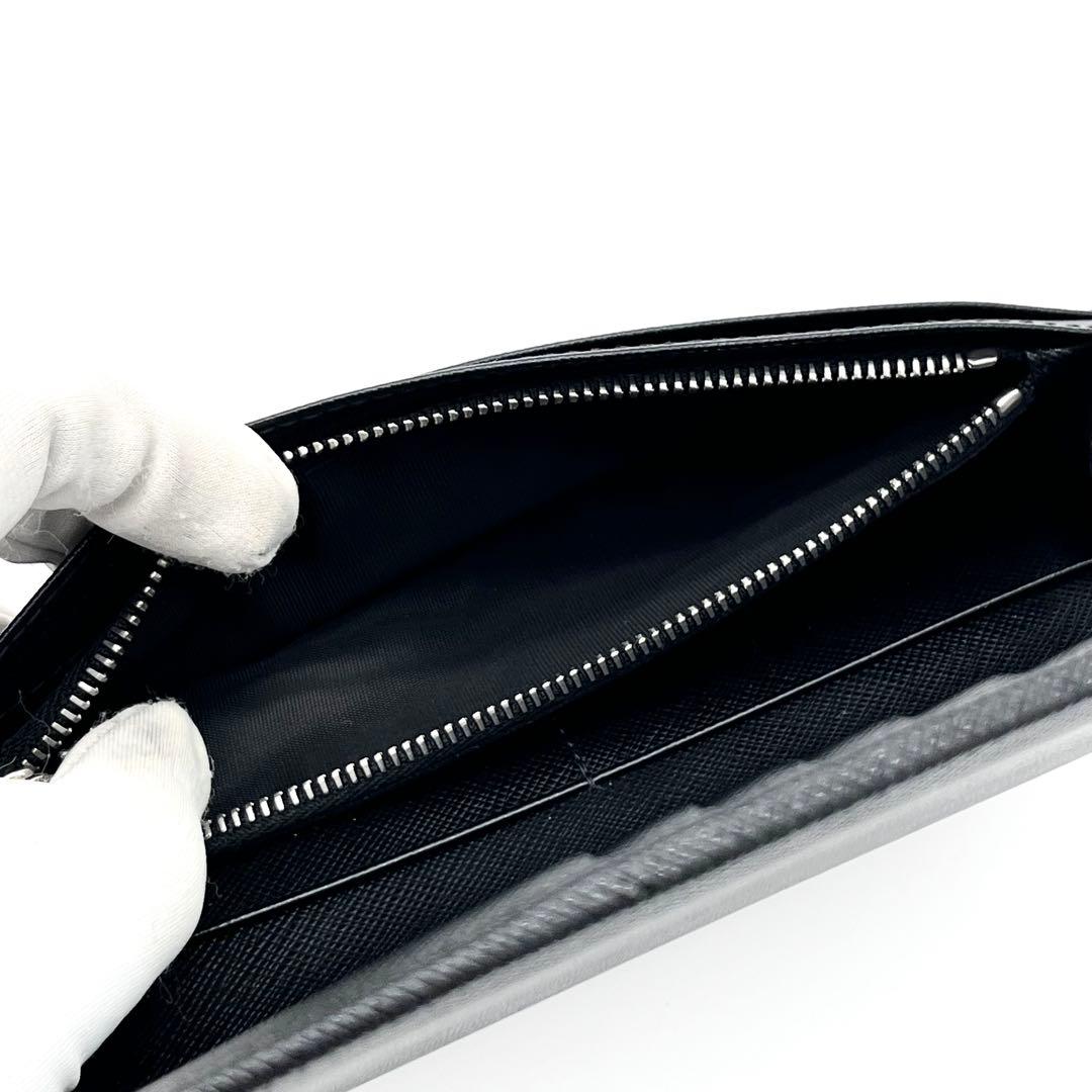 【美品】プラダ 長財布 三角ロゴ 金具 サフィアーノレザー ブラック