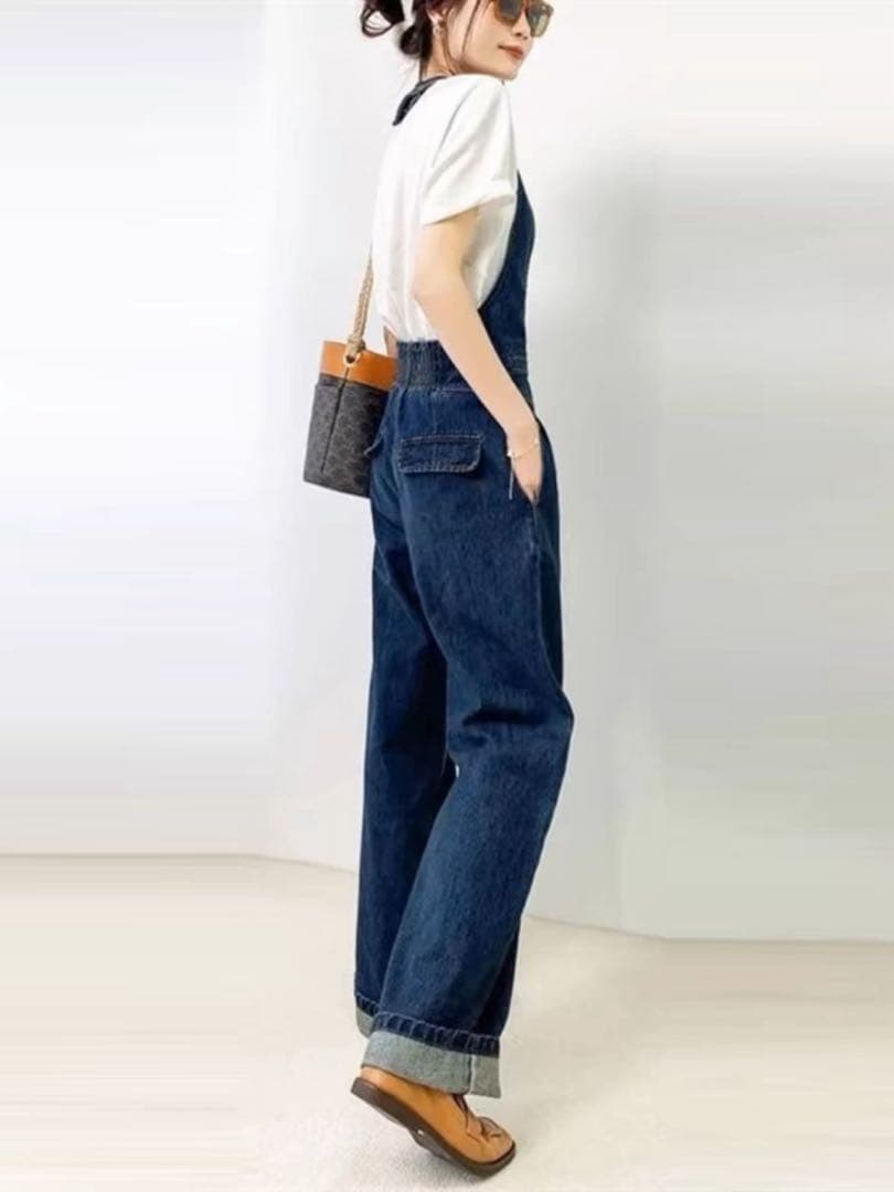 ホルターネックベスト付き❗️デニムジャンプスーツ✨カジュアル