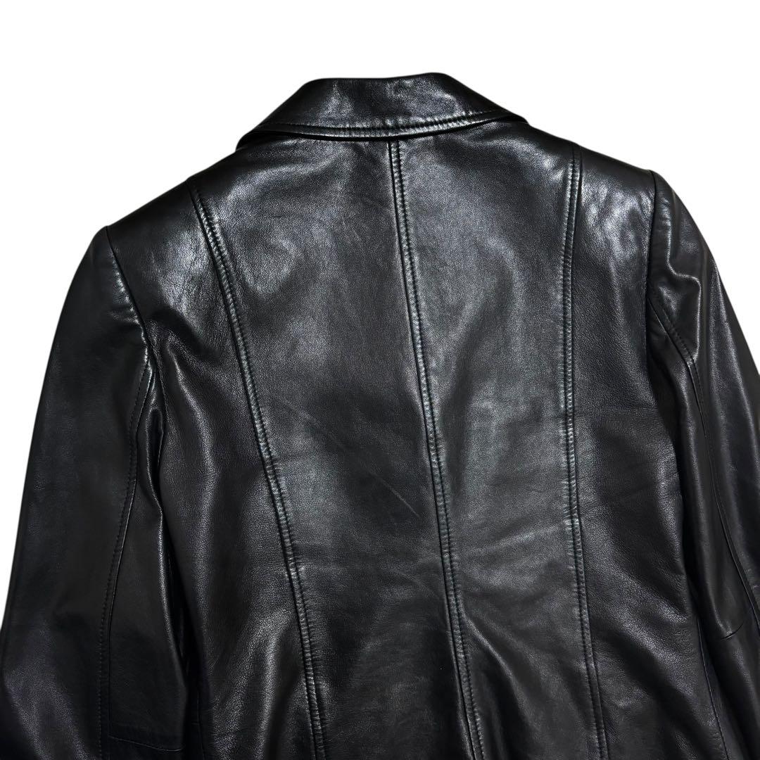 極美品【最高級黒タグ】ジョルジオアルマーニ ラムレザージャケット M 黒 シルク