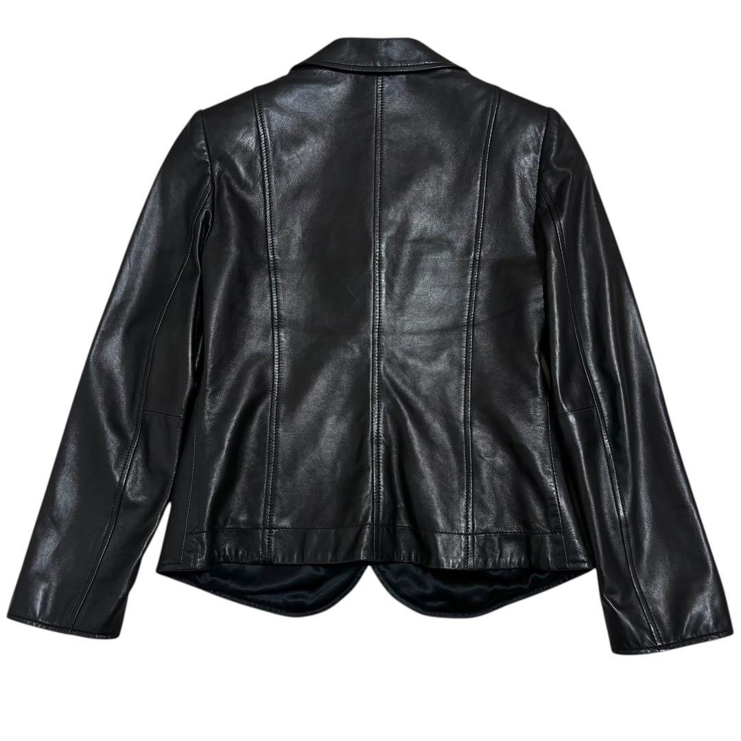 極美品【最高級黒タグ】ジョルジオアルマーニ ラムレザージャケット M 黒 シルク