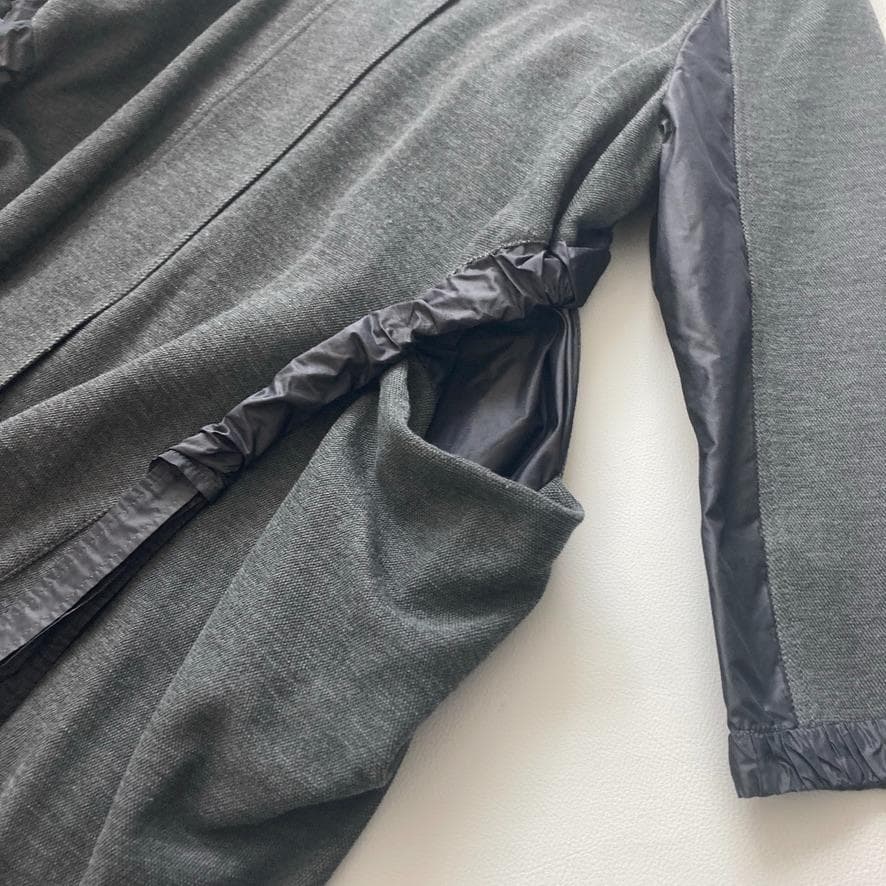 サ*カ様 【美品】エイココンドウ　ギャザー切替 Aラインロングコート グレー 大