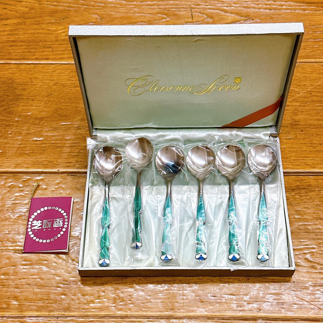箱　ビニール付き　芝翫香　スプーン　SMsilver刻印　6本セット　希少