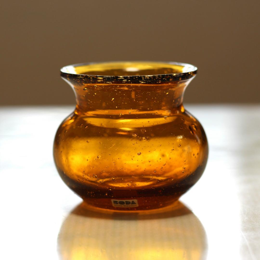 【シールあり】エリックホグラン　Erik Hoglund　アンバー 花瓶/花器