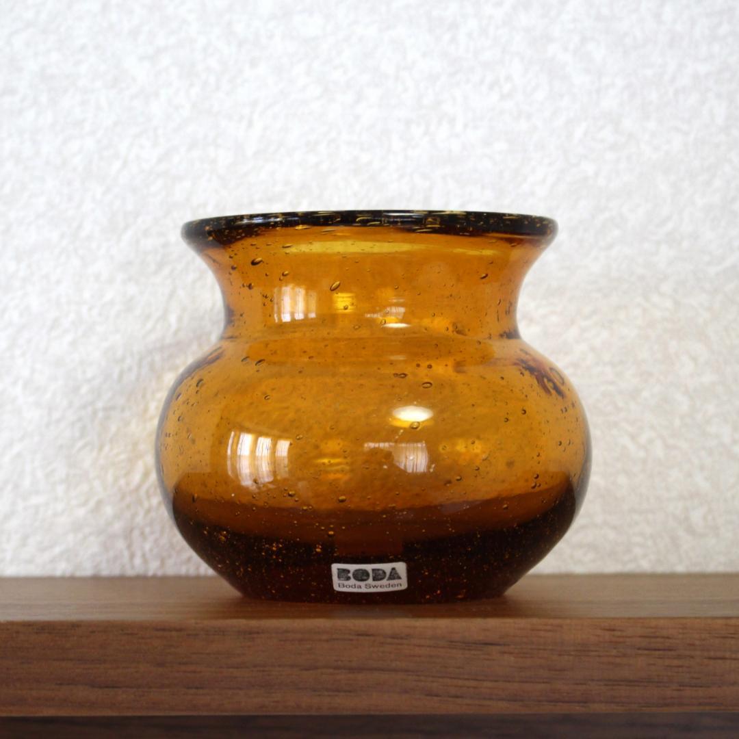 【シールあり】エリックホグラン　Erik Hoglund　アンバー 花瓶/花器