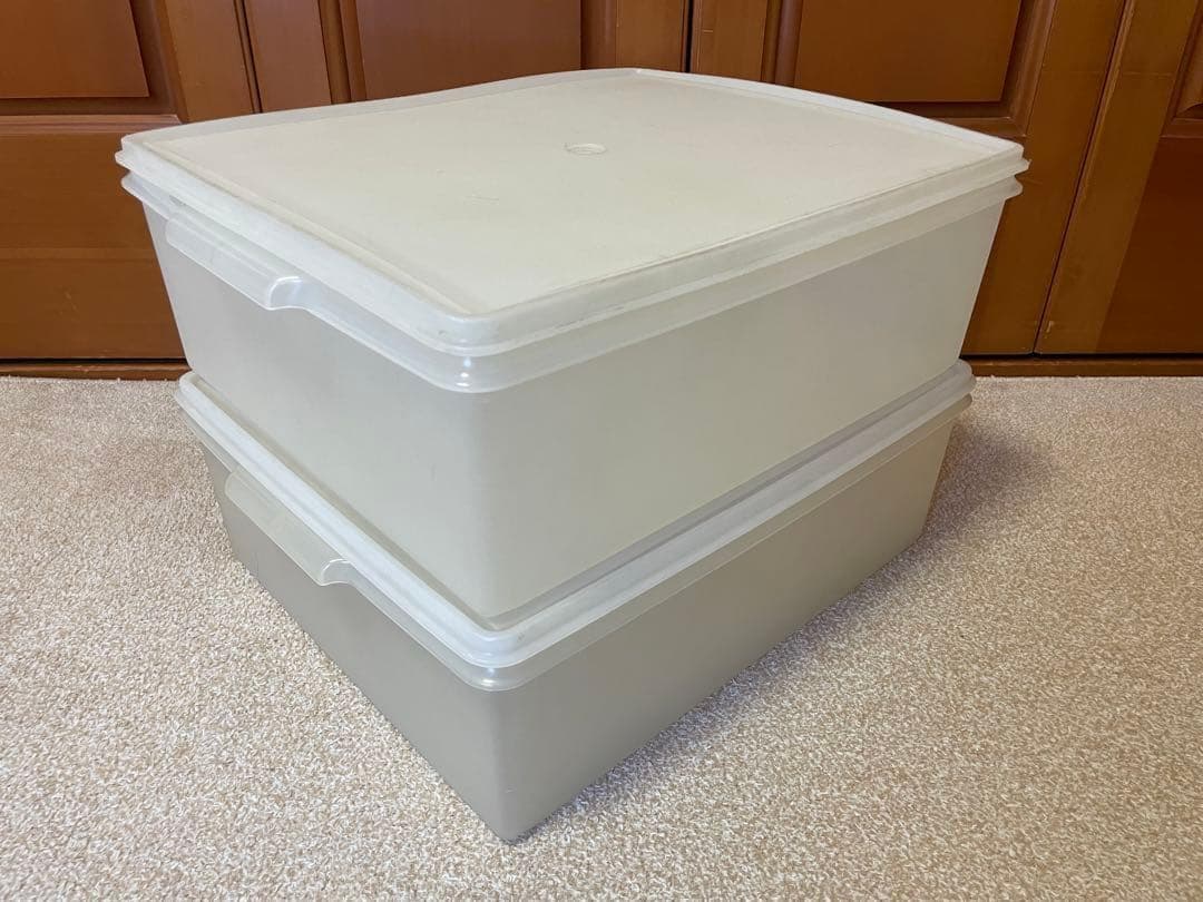 タッパーウェア スーパーケース クリア 2個 大型収納容器 衣類 密閉 保管透明