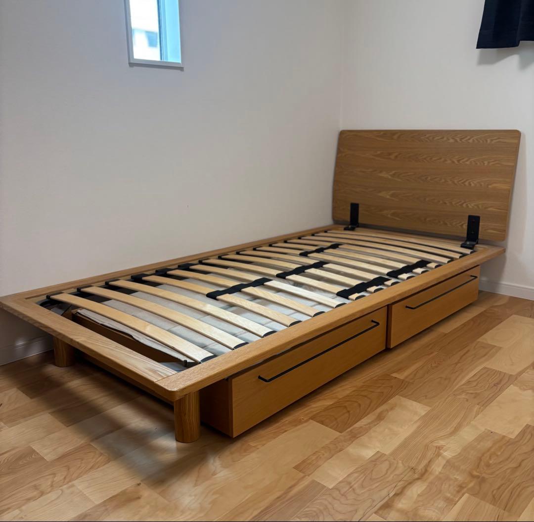 無印良品　旧タイプ　木製シングルベッド 引き出し収納付き