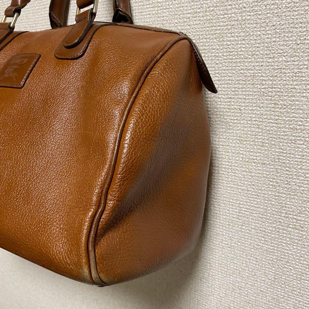 バーバリー Burberrys レザー ミニボストン ノバチェック裏地 ブラウン