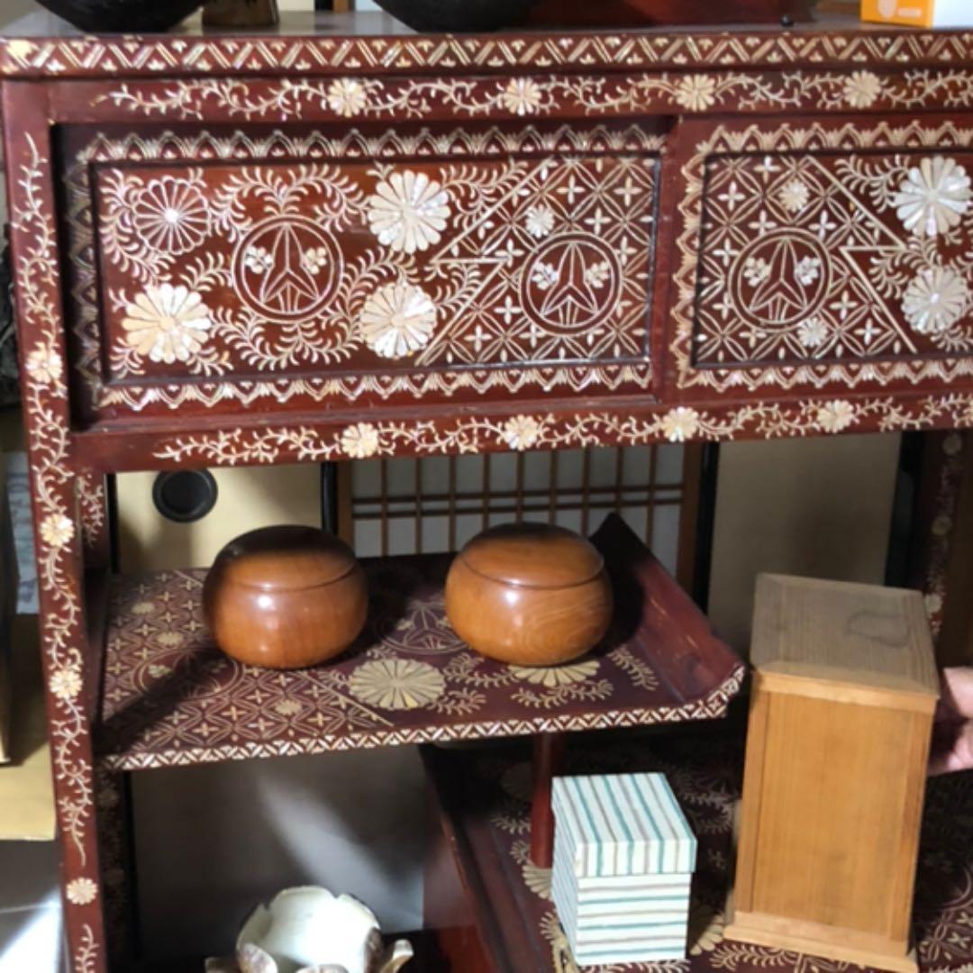 山内家　家紋　螺鈿箪笥